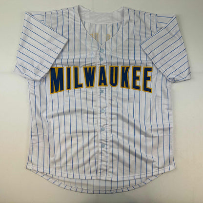 Autographed/Signed Paul Molitor Milwaukee Pinstripe Baseball Jersey Beckett BAS COA