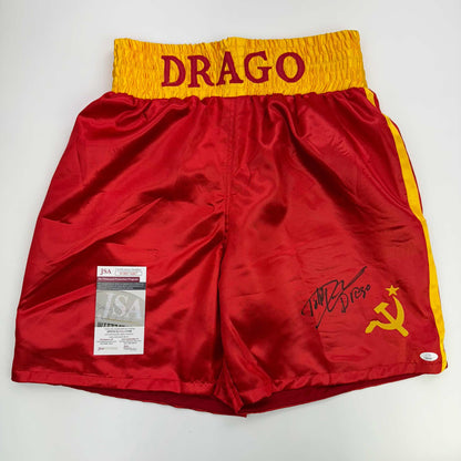 Autographed/Signed Dolph Lundgren "Drago" Rocky IV Red Boxing Trunks/Shorts JSA COA Auto