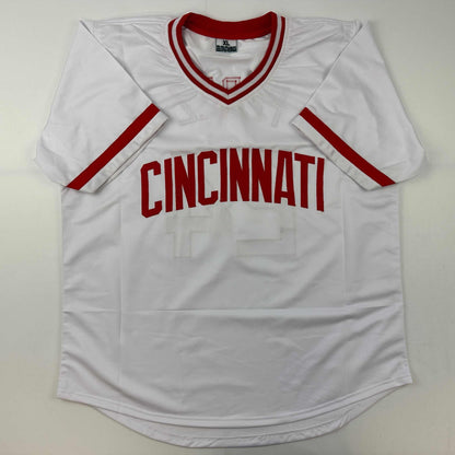 Autographed/Signed Tony Perez Cincinnati White Baseball Jersey Beckett BAS COA
