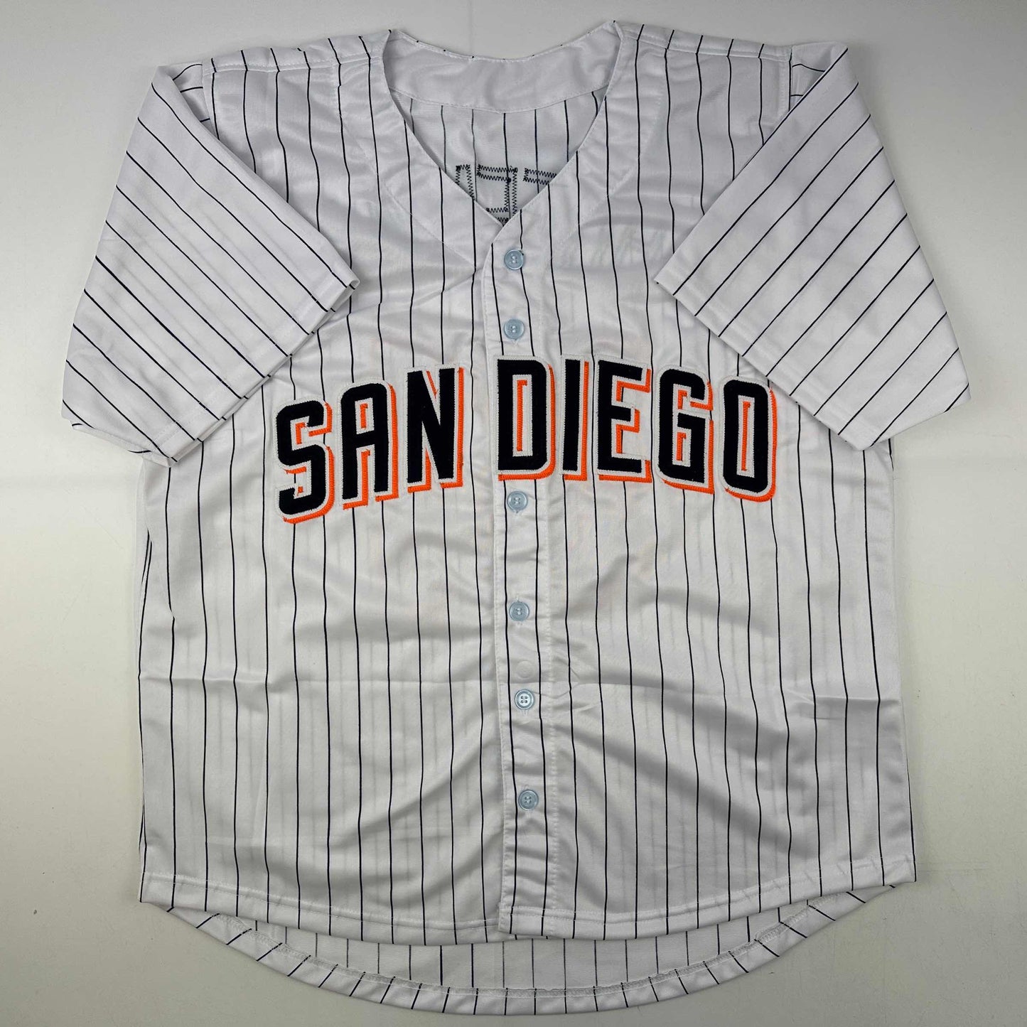 Autographed/Signed Trevor Hoffman San Diego Pinstripe Baseball Jersey Beckett BAS COA