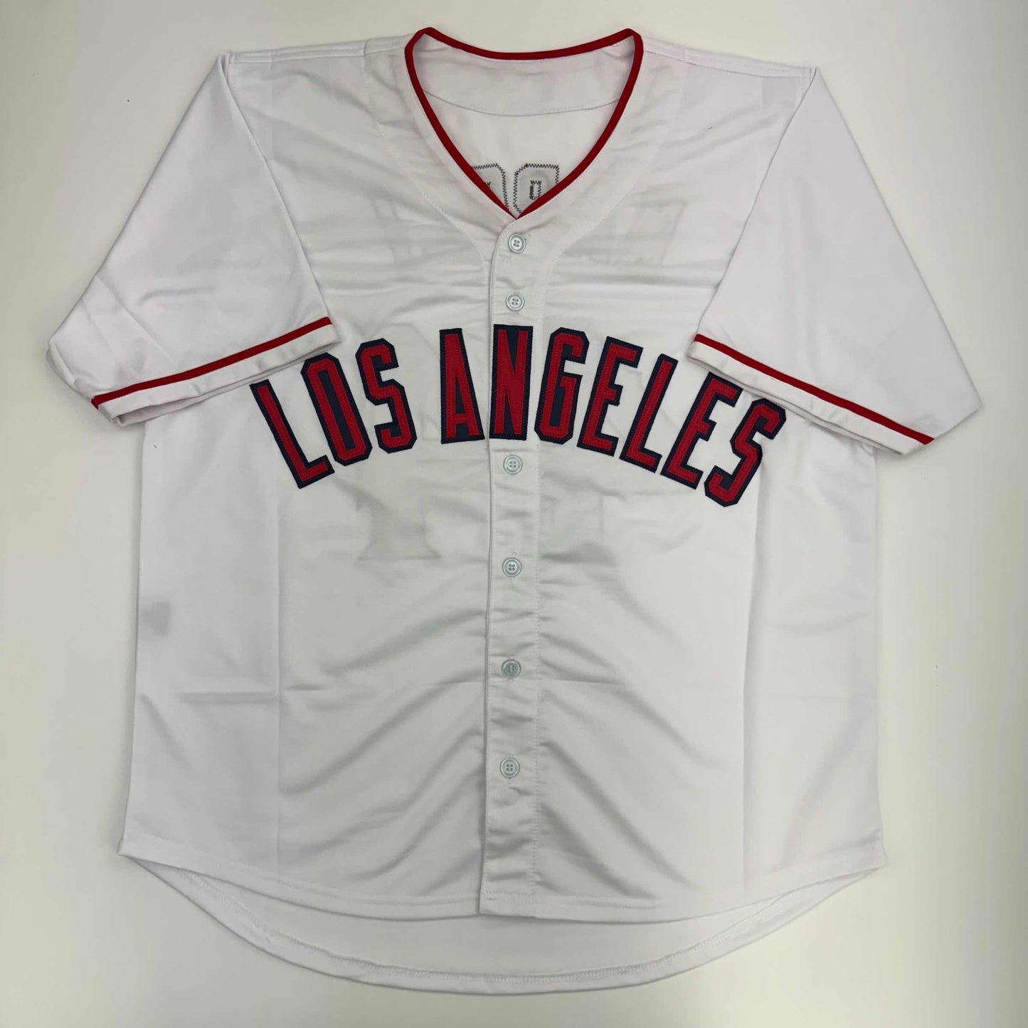Autographed/Signed Mike Napoli Los Angeles LA Anaheim White Baseball Jersey JSA COA