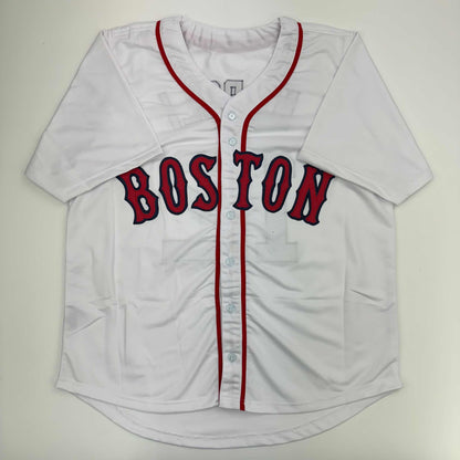 Autographed/Signed Mike Napoli Boston Red Sox White Baseball Jersey JSA COA