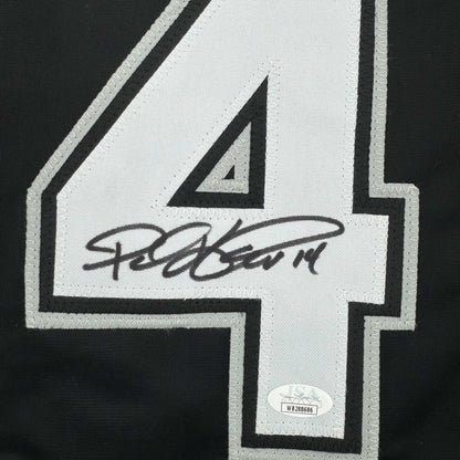 Framed Autographed/Signed Paul Konerko 35x39 Chicago Black Baseball Jersey JSA COA