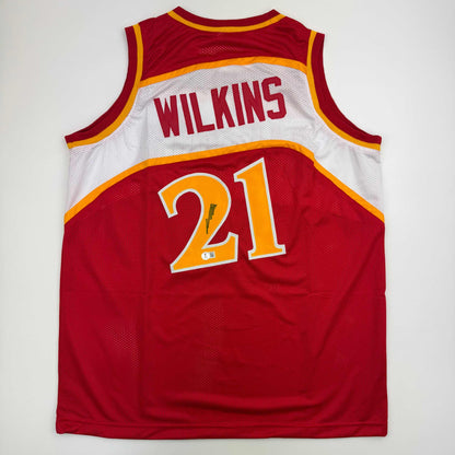 Autographed/Signed Dominique Wilkins Atlanta Red Basketball Jersey Beckett BAS COA