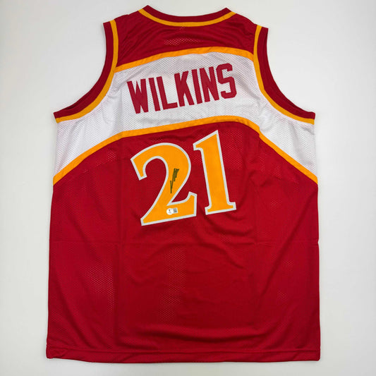 Autographed/Signed Dominique Wilkins Atlanta Red Basketball Jersey Beckett BAS COA