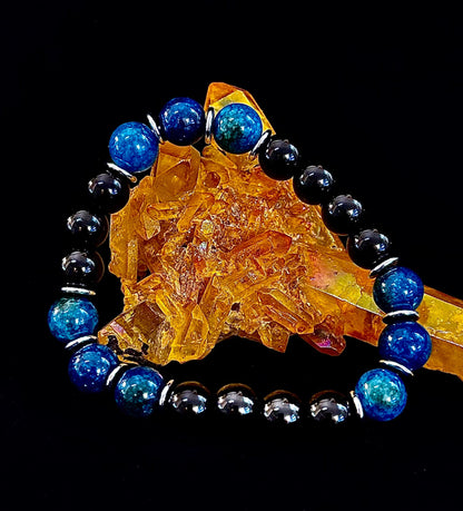 Guardian Bracelet – Blue Apatite & Black Obsidian Beaded Protection Bracelet