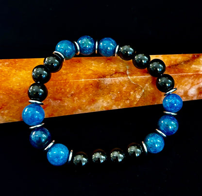Guardian Bracelet – Blue Apatite & Black Obsidian Beaded Protection Bracelet