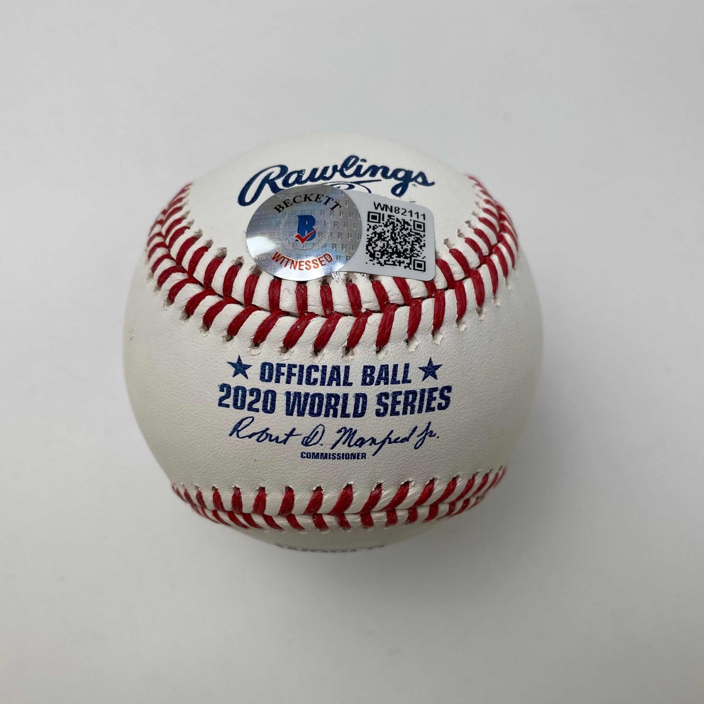 Autographed/Signed Walker Buehler 2020 World Series Rawlings Official Major League Baseball ROML Beckett BAS COA