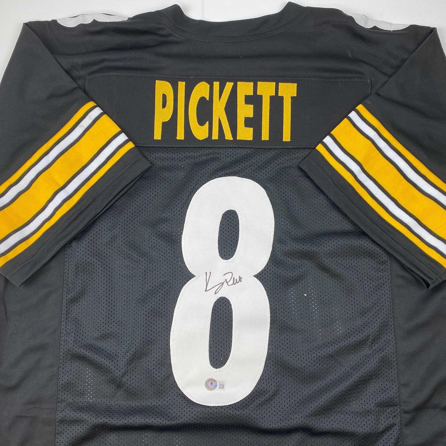 Autographed/Signed Kenny Pickett Pittsburgh Black Football Jersey Beckett BAS COA