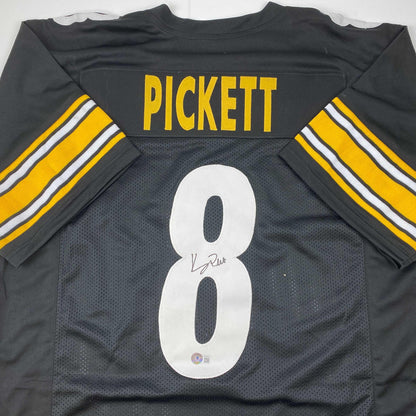 Autographed/Signed Kenny Pickett Pittsburgh Black Football Jersey Beckett BAS COA