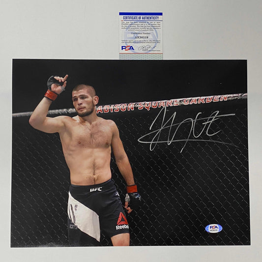 Autographed/Signed Khabib Nurmagomedov UFC MMA Ultimate Fighting 11x14 Photo PSA/DNA COA #4
