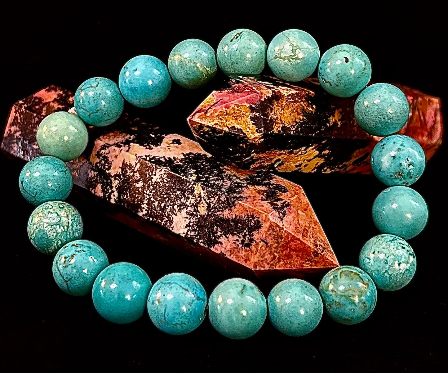 Natural Turquoise Howlite Beaded Bracelet – 8mm & 10mm Stones for Calm & Protection (Medium Wrists)