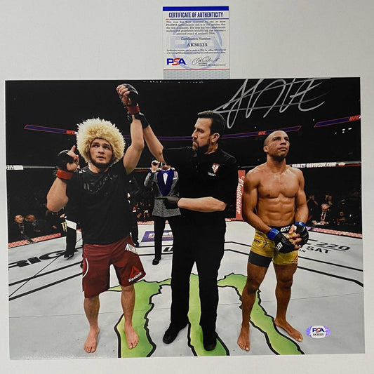 Autographed/Signed Khabib Nurmagomedov UFC MMA Ultimate Fighting 11x14 Photo PSA/DNA COA #2
