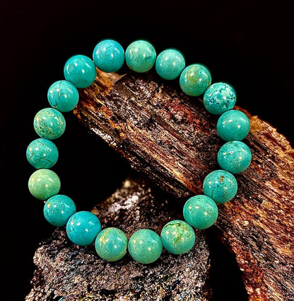 Natural Turquoise Howlite Beaded Bracelet – 8mm & 10mm Stones for Calm & Protection (Medium Wrists)