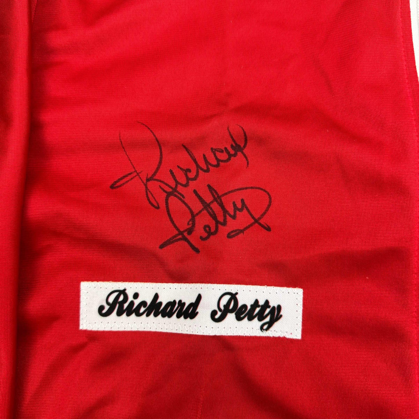 Autographed/Signed Richard Petty NASCAR Auto Red Racing Jacket JSA COA