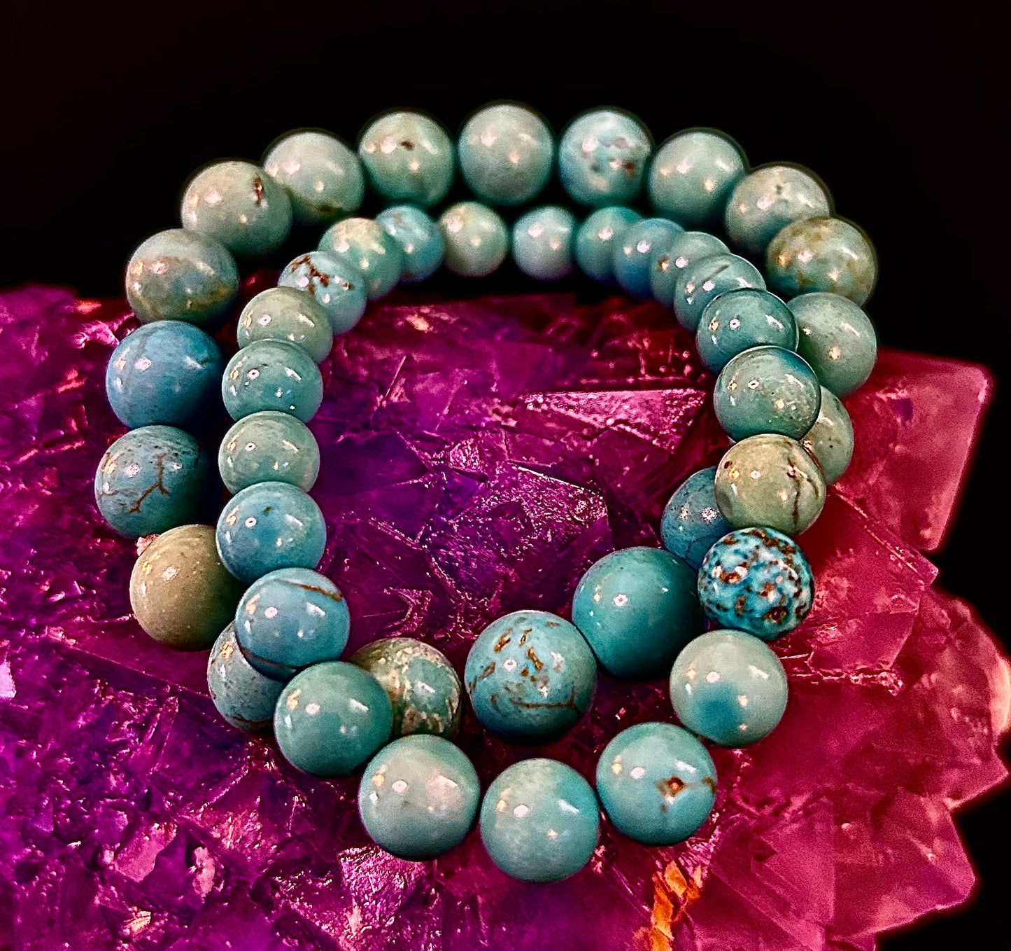 Reiki-Infused Natural Turquoise Howlite Bracelet for Calm Communication, Stress Relief & Inner Harmony (8mm & 10mm)
