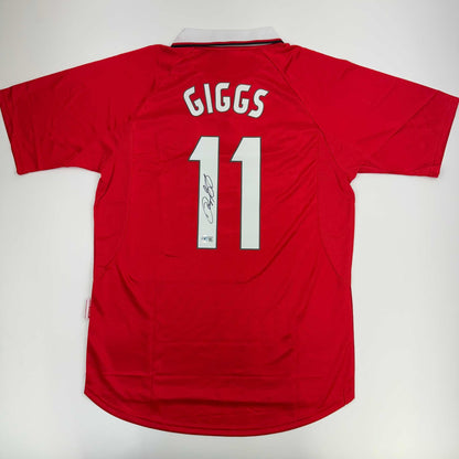 Autographed/Signed Ryan Giggs Manchester United Red Soccer Jersey Beckett BAS COA