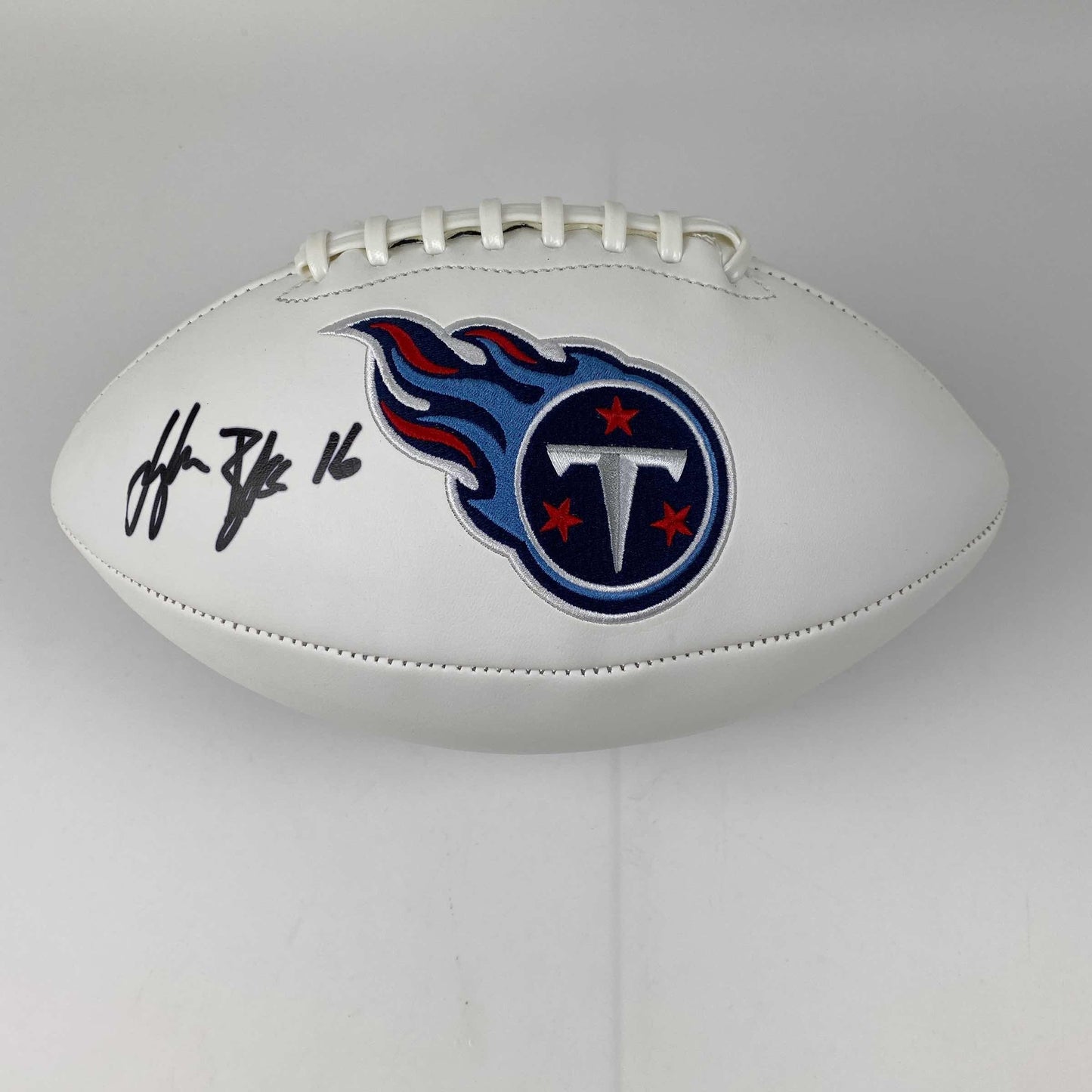 Autographed/Signed Treylon Burks Tennessee Titans Full Size F/S White Panel Logo Football Beckett BAS COA