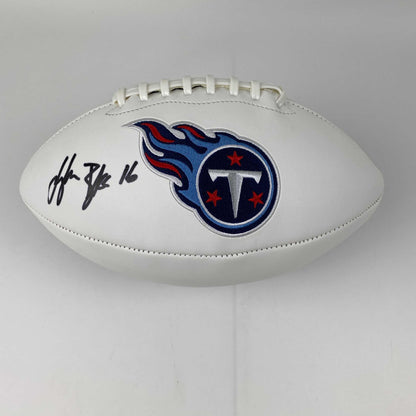 Autographed/Signed Treylon Burks Tennessee Titans Full Size F/S White Panel Logo Football Beckett BAS COA