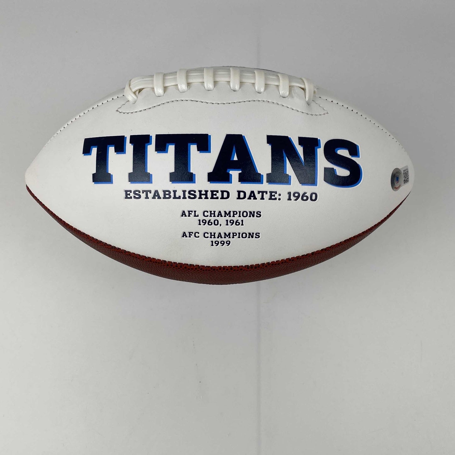 Autographed/Signed Treylon Burks Tennessee Titans Full Size F/S White Panel Logo Football Beckett BAS COA