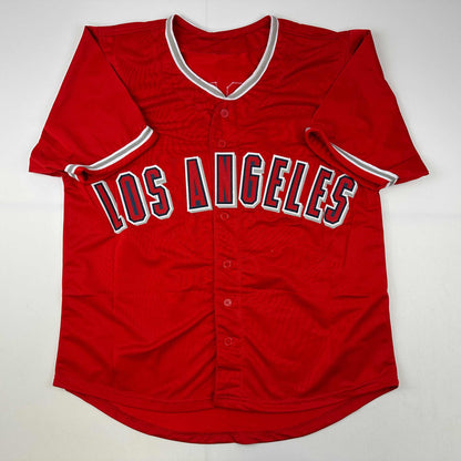Autographed/Signed Vladimir Vlad Guerrero Los Angeles LA Anaheim Red Baseball Jersey Beckett BAS COA