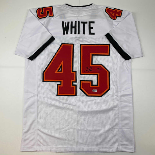 Autographed/Signed Devin White Tampa Bay White Football Jersey Beckett BAS COA
