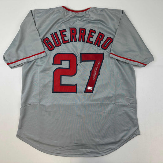Autographed/Signed Vladimir Vlad Guerrero Los Angeles LA Anaheim Grey Baseball Jersey Beckett BAS COA