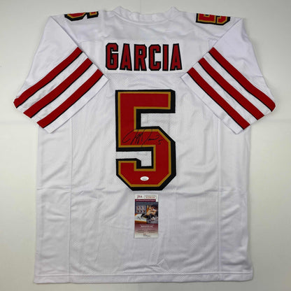 Autographed/Signed Jeff Garcia San Francisco White Football Jersey JSA COA