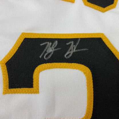 Autographed/Signed Ke'Bryan Hayes Pittsburgh White Baseball Jersey Beckett BAS COA