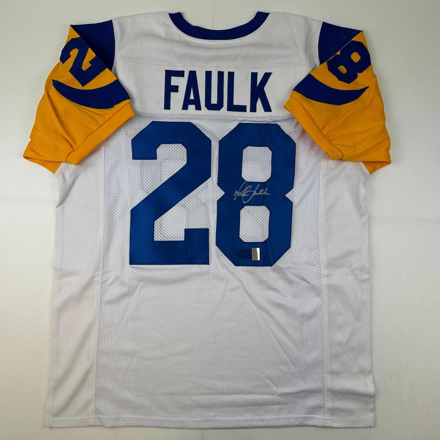 Autographed/Signed Marshall Faulk St. Louis White Retro Football Jersey GTSM COA