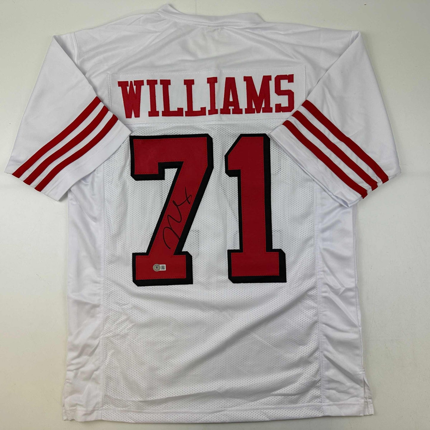 Autographed/Signed Trent Williams San Francisco Alternate White Football Jersey Beckett BAS COA