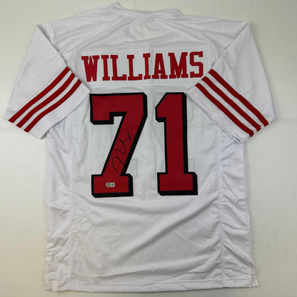Autographed/Signed Trent Williams San Francisco Alternate White Football Jersey Beckett BAS COA