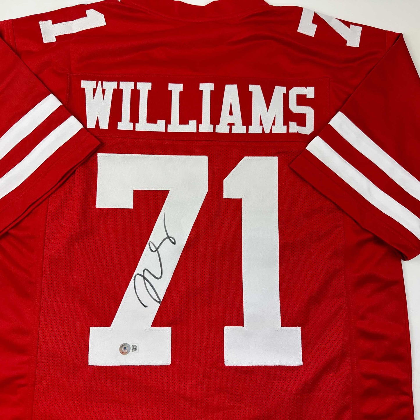 Autographed/Signed Trent Williams San Francisco Red Football Jersey Beckett BAS COA