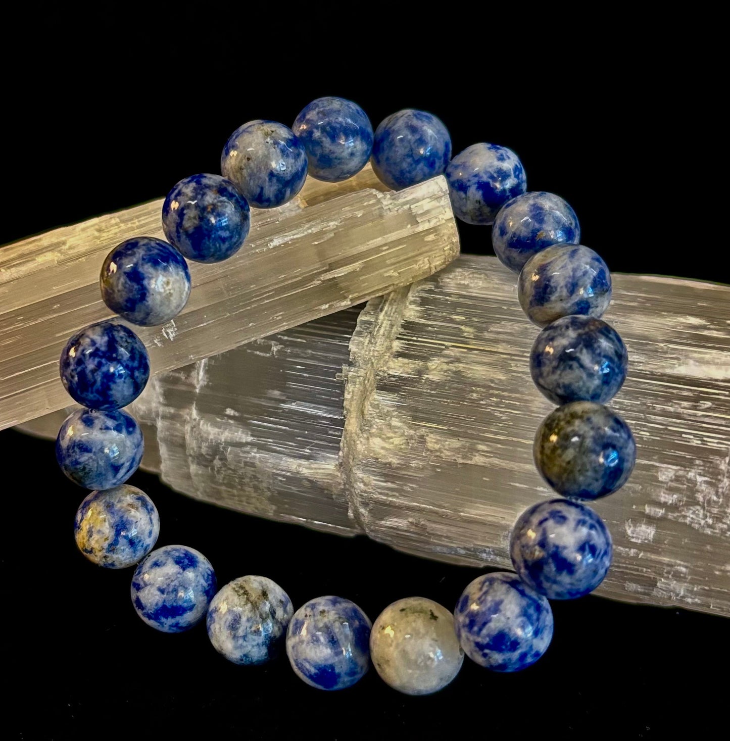 Blue Spot Jasper Beaded Bracelet – Medium Wrists