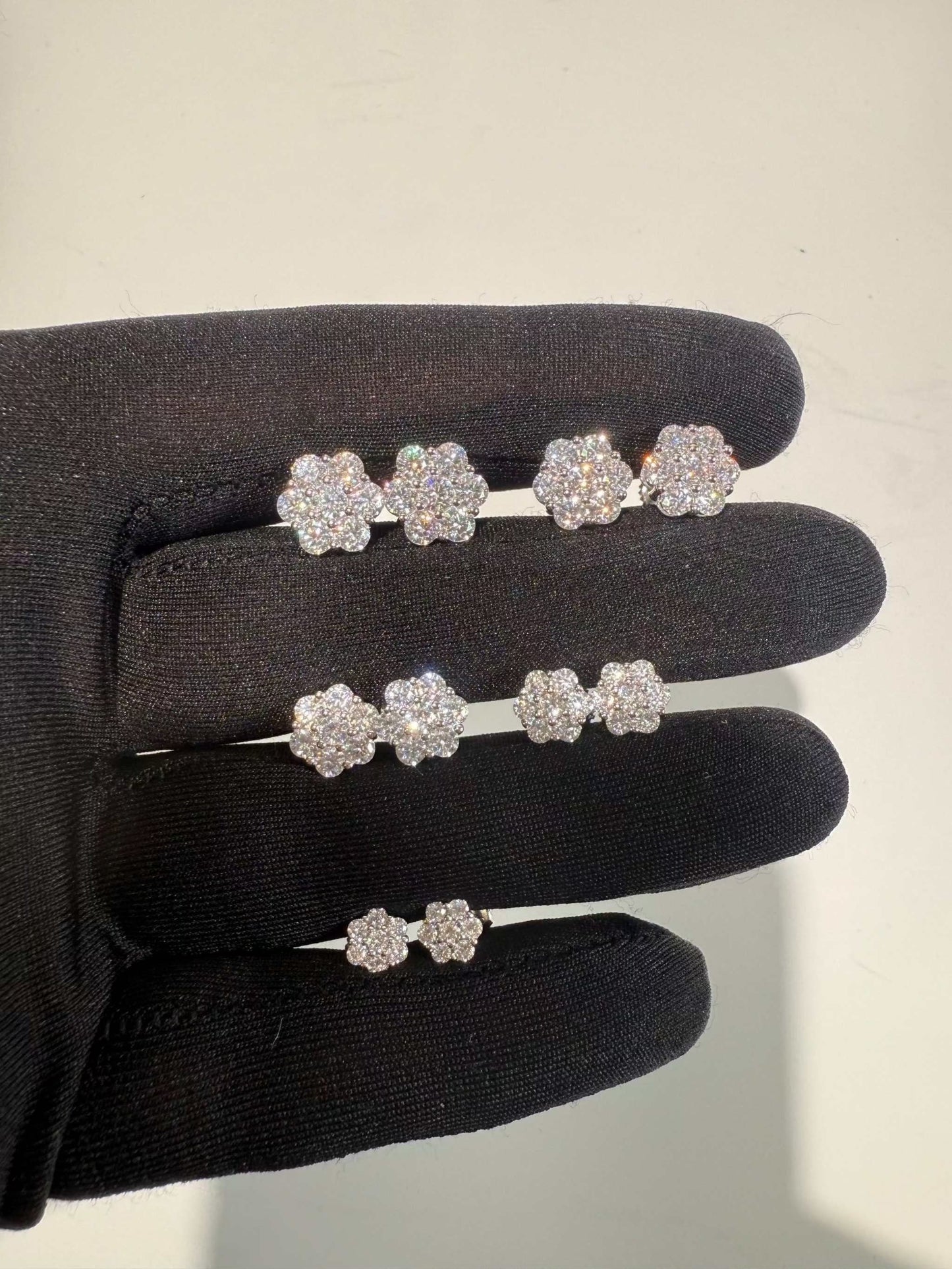 Moissanite Stud Cluster Flower Earrings 925 Sterling Silver 6-10mm VVS