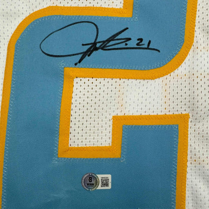 Autographed/Signed LaDainian Tomlinson San Diego White Football Jersey Beckett BAS COA