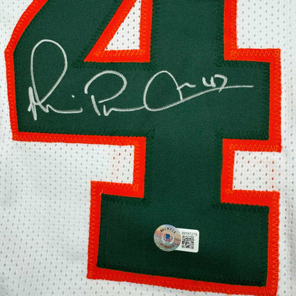 Autographed/Signed Michael Irvin Miami White College Football Jersey Beckett BAS COA