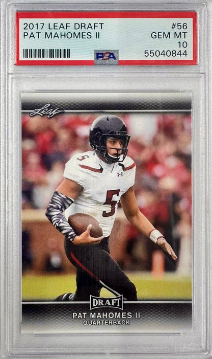Graded 2017 Leaf Draft Patrick Mahomes II #56 Rookie RC Football Card PSA 10 Gem Mint