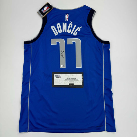 Autographed/Signed Luka Doncic Dallas Mavericks Blue Authentic Basketball Jersey Panini COA