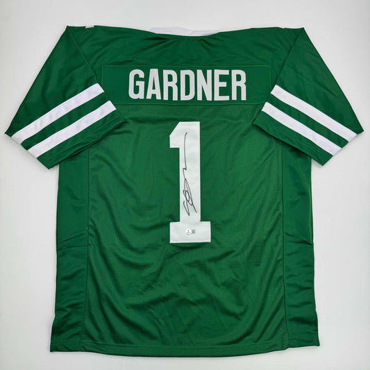 Autographed/Signed Ahmad Sauce Gardner New York Green Football Jersey Beckett BAS COA #2