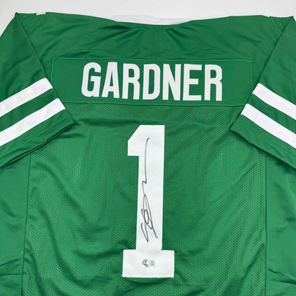 Autographed/Signed Ahmad Sauce Gardner New York Green Football Jersey Beckett BAS COA #2