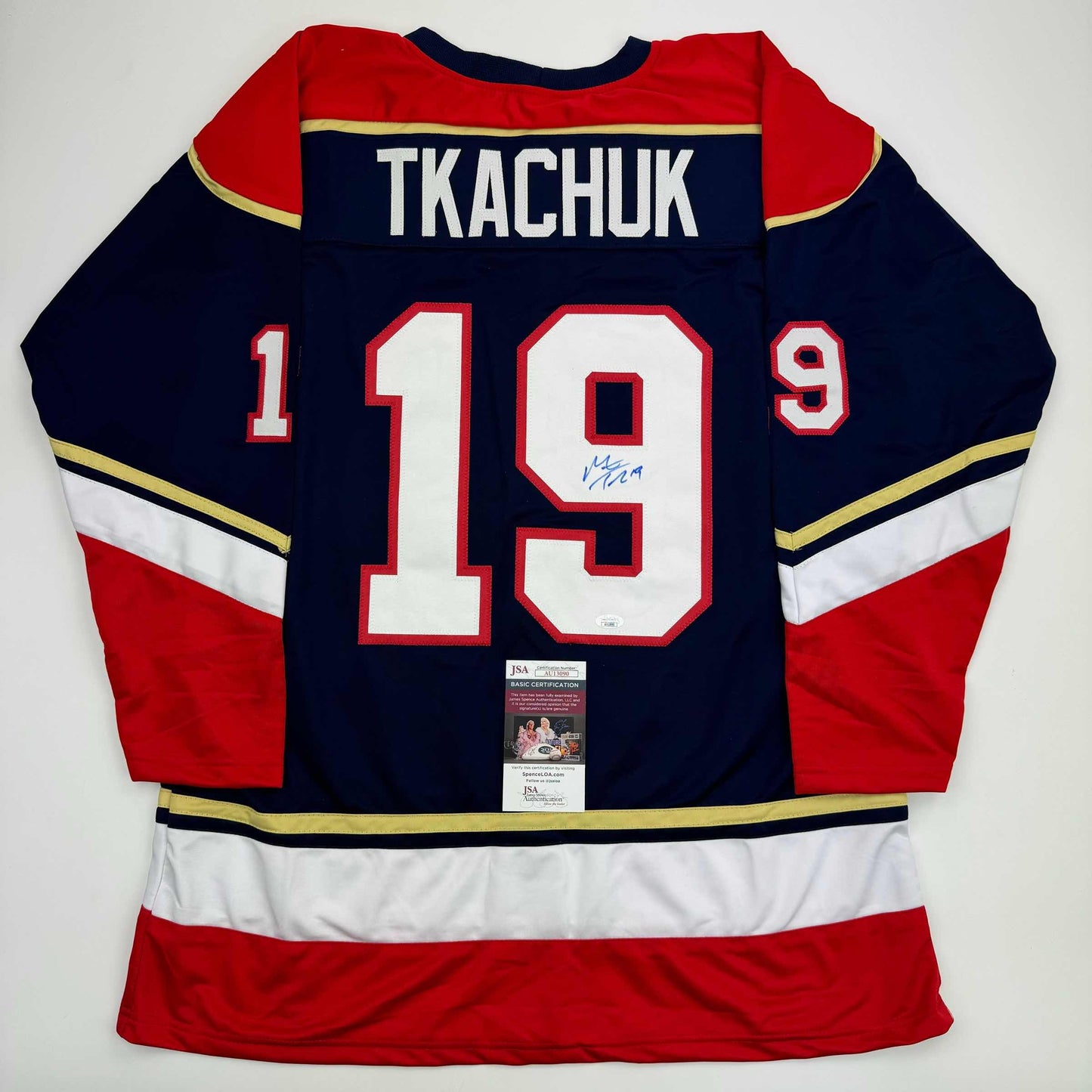 Autographed/Signed Matthew Tkachuk Florida Blue Hockey Jersey JSA COA
