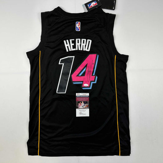 Autographed/Signed Tyler Herro Miami Black Mashup City Basketball Jersey JSA COA
