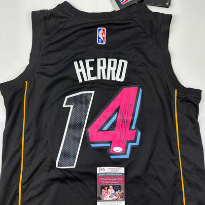 Autographed/Signed Tyler Herro Miami Black Mashup City Basketball Jersey JSA COA