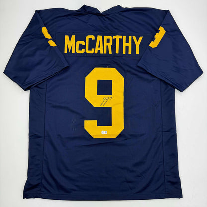 Autographed/Signed J.J. JJ McCarthy Michigan Blue College Football Jersey Beckett BAS COA