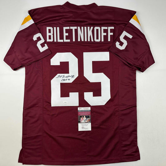 Autographed/Signed Fred Biletnikoff CHOF 91 Florida State FSU Red College Football Jersey JSA COA