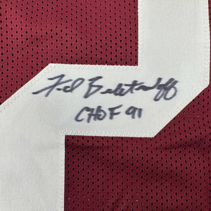 Autographed/Signed Fred Biletnikoff CHOF 91 Florida State FSU Red College Football Jersey JSA COA