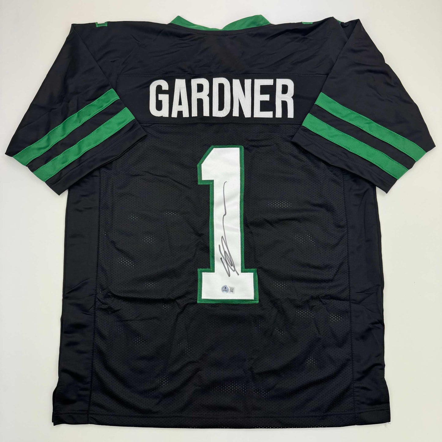 Autographed/Signed Ahmad Sauce Gardner New York Black Football Jersey Beckett BAS COA #2