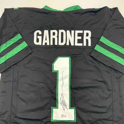 Autographed/Signed Ahmad Sauce Gardner New York Black Football Jersey Beckett BAS COA #2