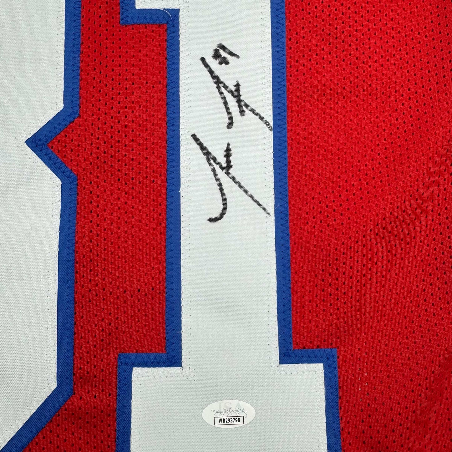Autographed/Signed Jonathan Jones New England Red Football Jersey JSA COA
